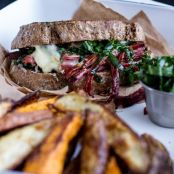 Savory Corn Beef Brisket + Irish Cheddar French Toast with Kale Pesto Slaw