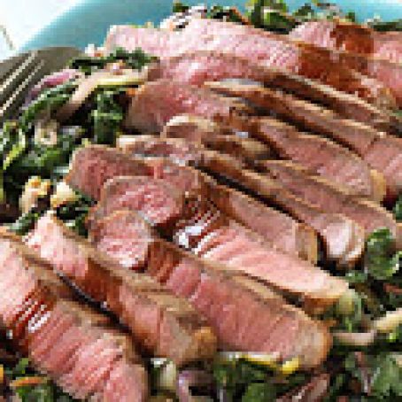 TOP SIRLOIN STEAK WITH BALSAMIC GLAZE AND SWISS CHARD