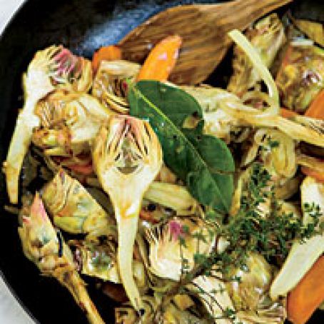 Braised Baby Artichokes with Tomato Coulis