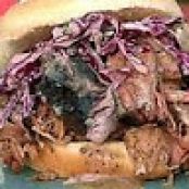 Pulled Pork Sandwich with Black Pepper Vinegar Sauce and Green Onion Slaw