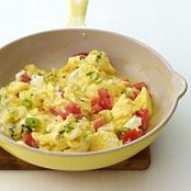 CREAMY SCRAMBLED EGGS WITH SCALLIONS AND TOMATOES