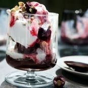 Spumoni Sundaes with Espresso Hot Fudge Sauce