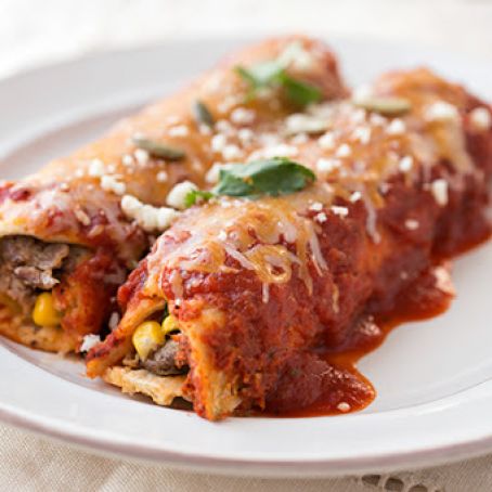 Smoky Flank Steak & Three Cheese Enchiladas