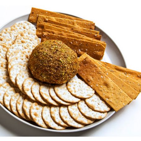 Smoked Cheddar Cheese Ball with Pistachios, Coriander, and Cumin