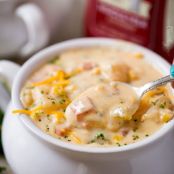 SLOW COOKER CHEESY HAM CHOWDER
