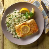 Lemon-Cilantro Steamed Halibut with Herbed Jasmine Rice 