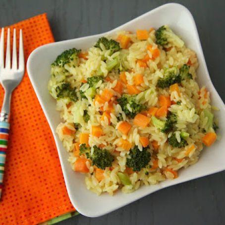 Carrot, Broccoli and Cheese Orzo
