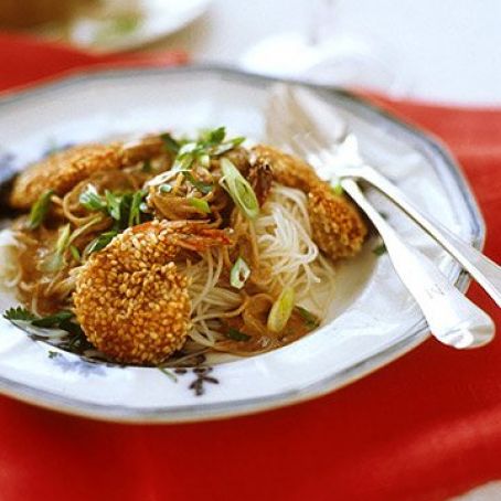 Sesame Seed Crusted Shrimp with Sesame Noodles