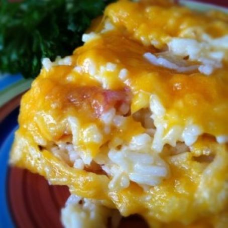 Bacon, Cheddar, Chicken and Rice Bake