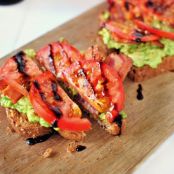 Bacon, Tomato + Avocado Smashed Toast with Balsamic Drizzle