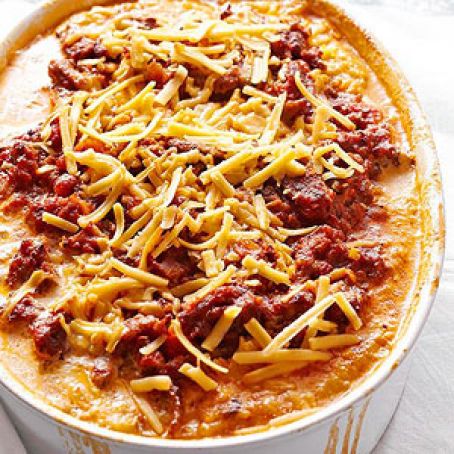 Spicy Sausage, Mushroom, and Polenta Bake