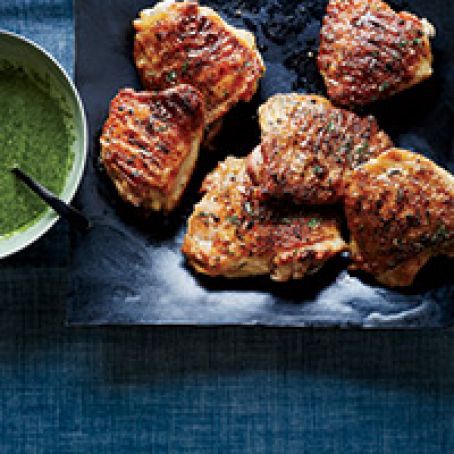 Honey-Butter-Grilled Chicken Thighs with Parsley Sauce