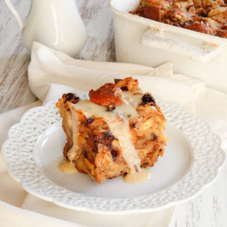 Challah Bread Pudding with Kahlua Cream Sauce