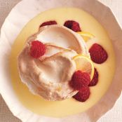Floating Islands with Lemon-Scented Custard Sauce and Raspberries