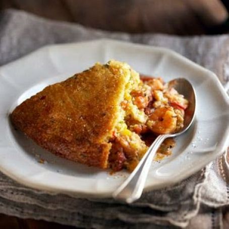 CORNBREAD SUFFED w/CREOLE SHRIMP