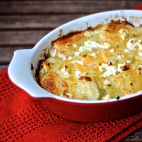 Goat Cheese and Spinach Scalloped Potatoes