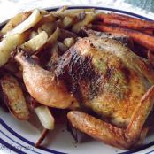 Baked Chicken, Baked Carrot Sticks & Baked Potato Wedges