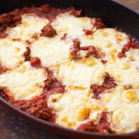 Polenta Sausage Mozzarella Casserole