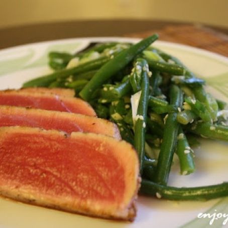 Seared Tuna with Green Beans, Lemon and Wasabi