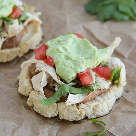 Chicken Sopes with Avocado Cream