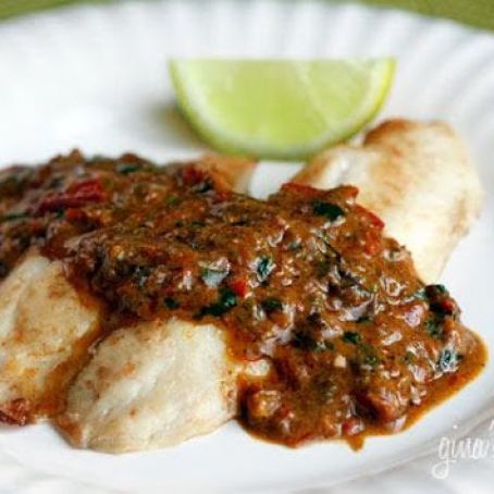 Broiled Tilapia with Thai Coconut Curry Sauce