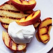 Grilled Lemon Pound Cake with Peaches and Cream