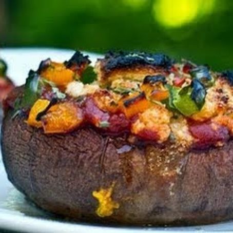 Portabella Pizza with Cashew Basil Cheese Sauce