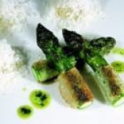Breaded Green Asparagus with Hot Lemon and Parmesan Gelatin