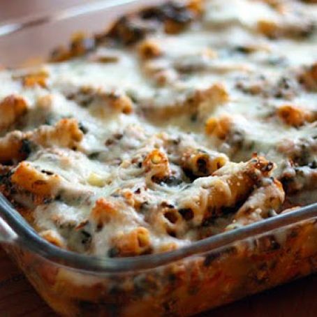 low fat baked ziti with spinach