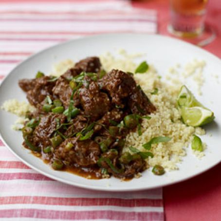 Moroccan slow cooker spiced braised beef w/green beans