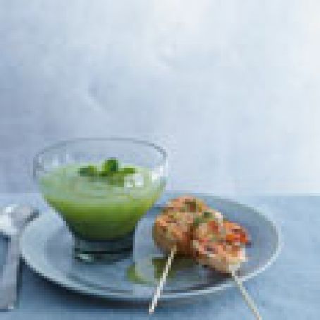 Fiery Grilled Shrimp with Honeydew Gazpacho