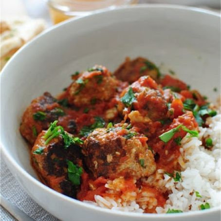 Indian Turkey Meatballs over Rice