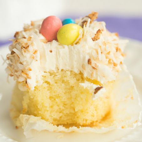 COCONUT CUPCAKES WITH TOASTED COCONUT FROSTING
