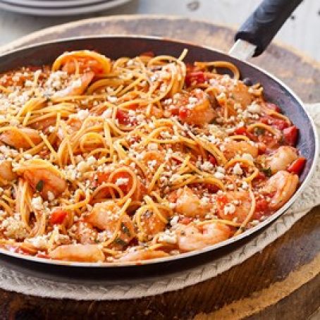 Toasty Skillet Spaghetti with Shrimp