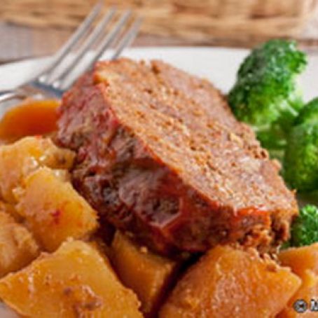 Slow Cooked Meat Loaf and Potatoes