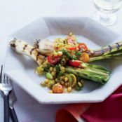 Grilled Leeks with Leek-Tomato Salad & Citrus Dressing