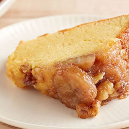 Banana Upside-Down Sour Cream Walnut Cake