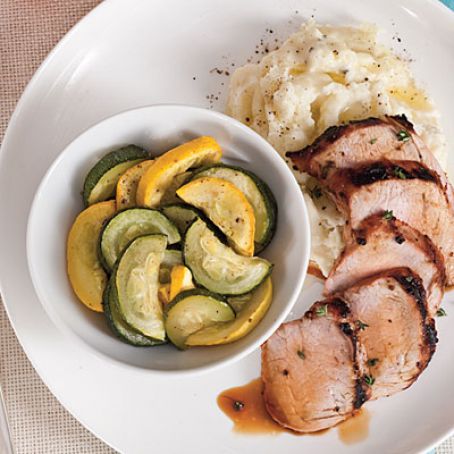 Grilled Pork Tenderloin with Squash Medley