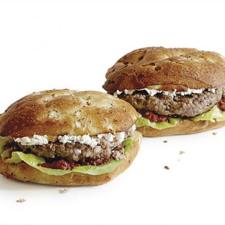 Lamb and Goat Cheese Burgers with Roasted Red Pepper Relish