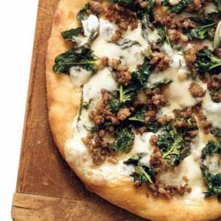 Sausage, Spinach, and Provolone Pizza