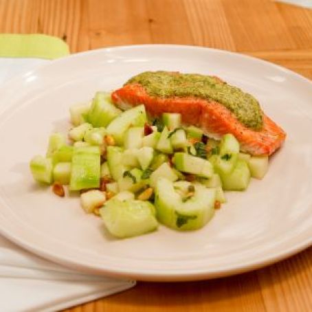 Pesto Rubbed Baked Salmon