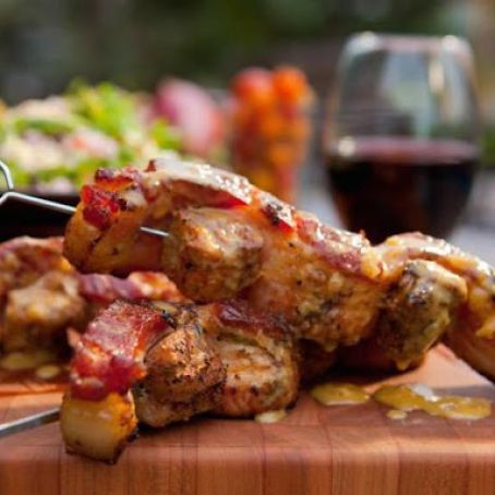 Pork Kebabs -Bacon-Wrapped