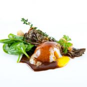 APPERTISER- Sous-Vide Egg with Red Wine Sauce & Wild Mushroom Panzanella