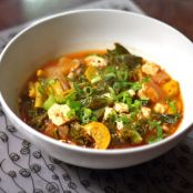 Squash, Shiitake, Kale, and Kimchi Stew