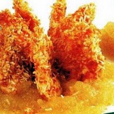 CAMARONES AL COCO EN SALSA DE MANZANA