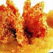 CAMARONES AL COCO EN SALSA DE MANZANA