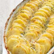 Scalloped Potatoes with Caramelized Onions and Gruyere