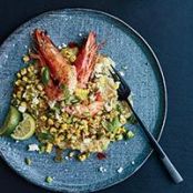 White Quinoa Grits with Shrimp and Mexican Grilled Corn