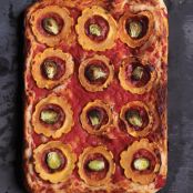 Squash, Brussels Sprout, and Sausage Pizza