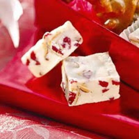 White Christmas Cherry-Almond Fudge